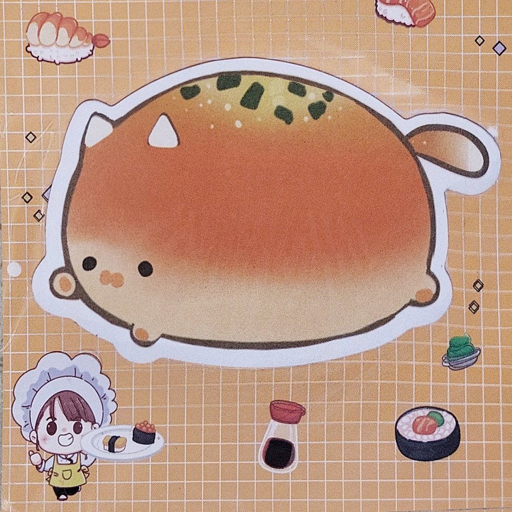 Kawaii green onion bread bun pan sticky note memo pad